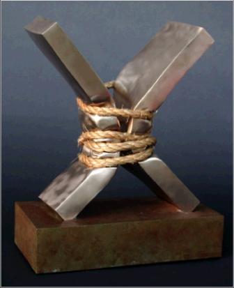 Contradiction 7  rotblatt bronze sculpture